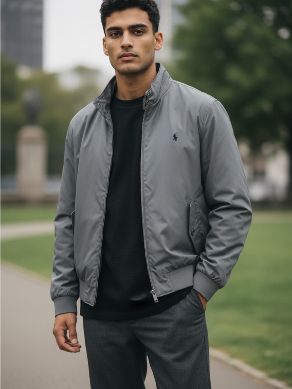 Polo by Ralph Lauren Gray Lightweight Bomber Jacket